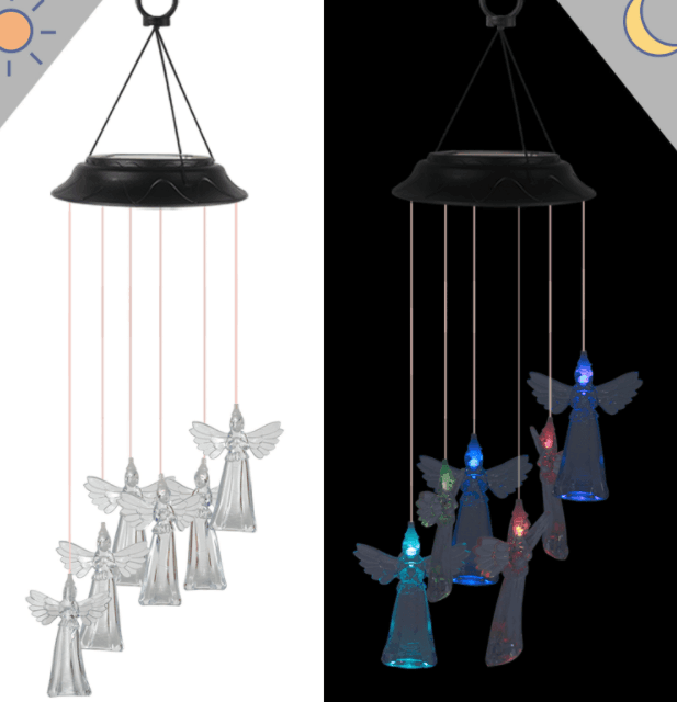 Color Changing Solar Power Wind Chime Crystal Ball Hummingbird Butterfly Waterproof Outdoor Windchime Light For Patio Yard Garde - Nioor