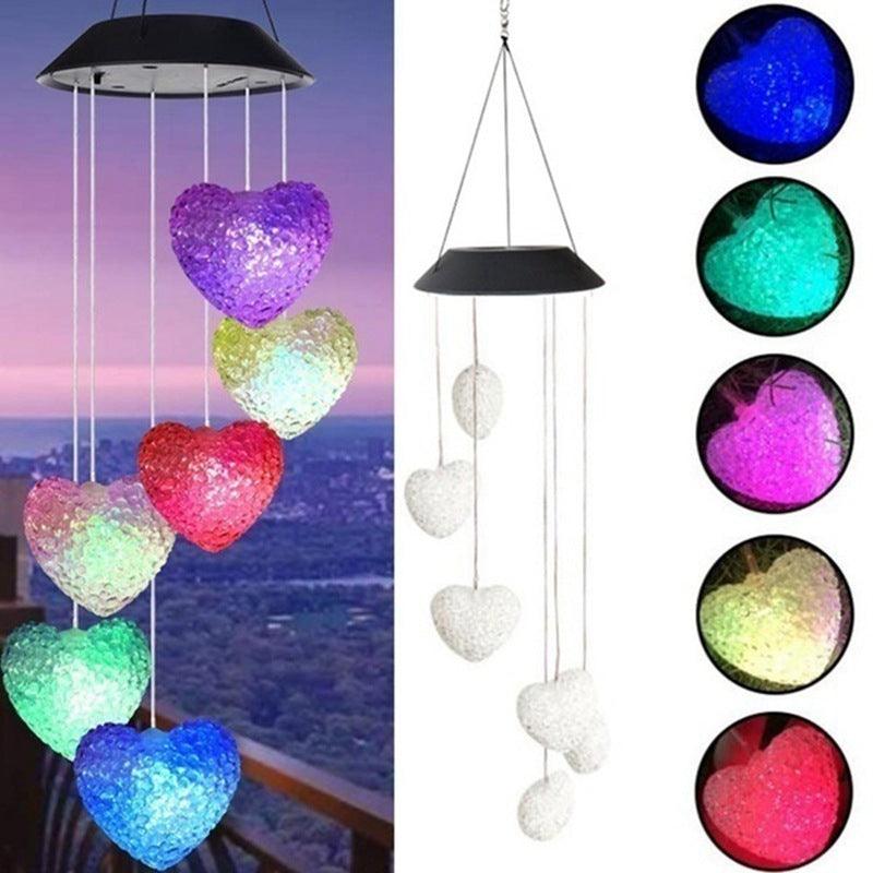 Color Changing Solar Power Wind Chime Crystal Ball Hummingbird Butterfly Waterproof Outdoor Windchime Light For Patio Yard Garde - Nioor