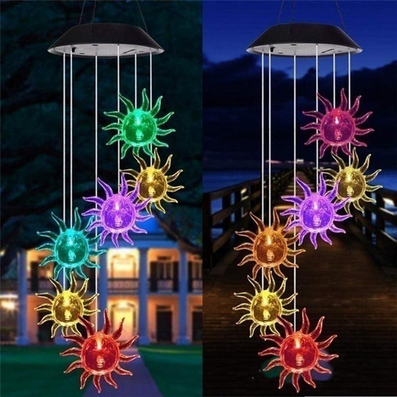 Color Changing Solar Power Wind Chime Crystal Ball Hummingbird Butterfly Waterproof Outdoor Windchime Light For Patio Yard Garde - Nioor