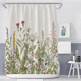 Color Floral Plant Shower Curtain Bathroom Curtain Polyester - Nioor