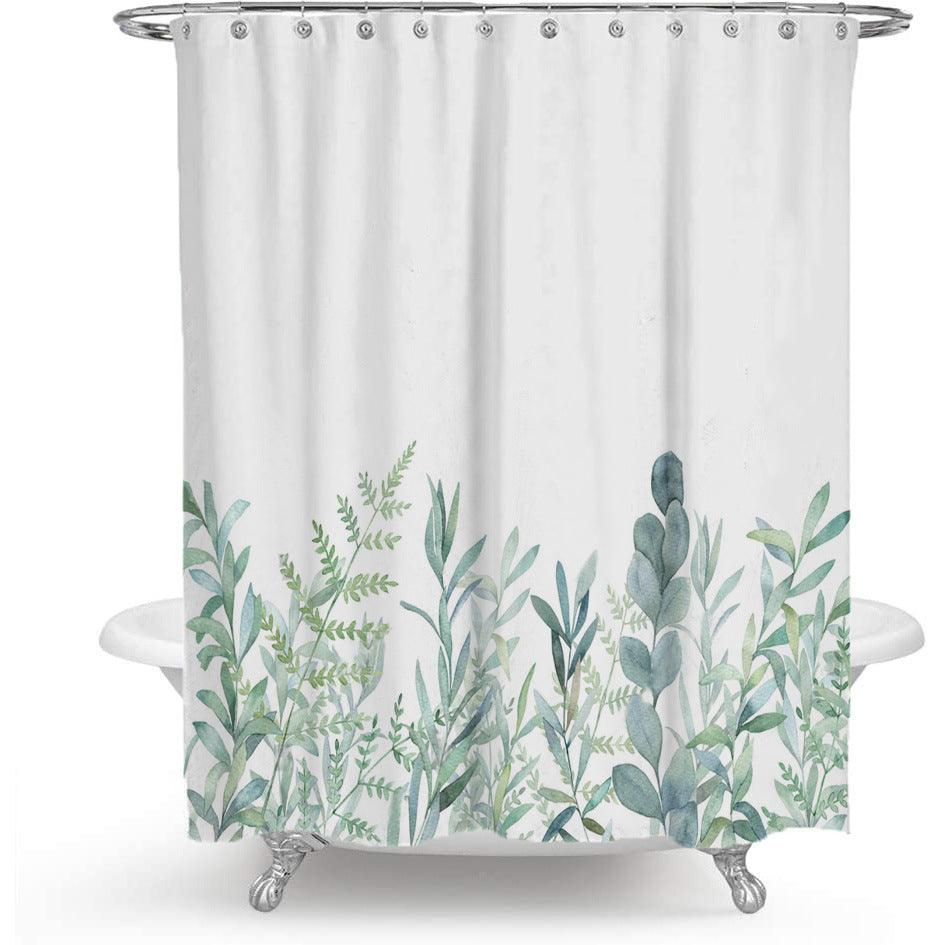 Color Floral Plant Shower Curtain Bathroom Curtain Polyester - Nioor