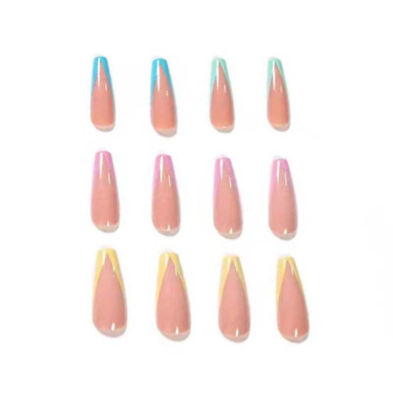 Color Long Ballet Detachable Wearable Nail Patch - Nioor