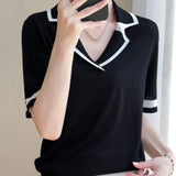 Color Matching Simple Short Sleeved Shirt New Summer Lapel Polo - Nioor