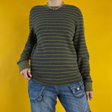 Colorful Stripe Splice Long Sleeve T-Shirt Round Neck Color Contrast Top - Nioor