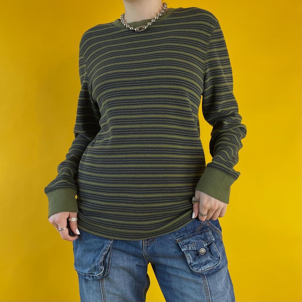 Colorful Stripe Splice Long Sleeve T-Shirt Round Neck Color Contrast Top - Nioor