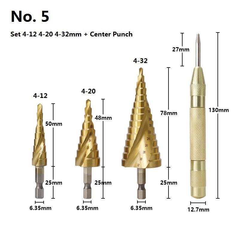 Cone drill bit punch set - Nioor