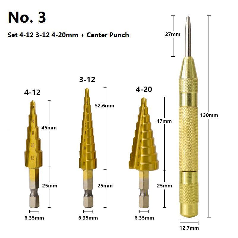 Cone drill bit punch set - Nioor