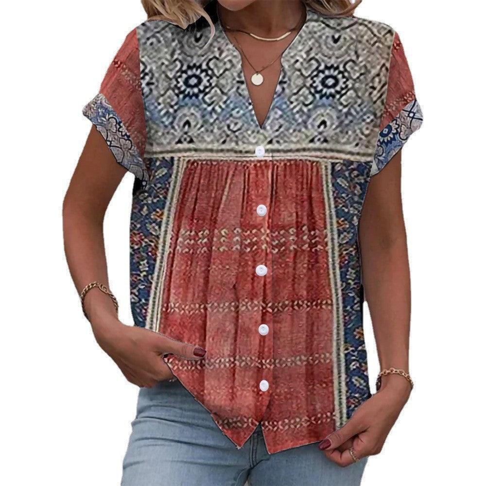 Conventional Cardigan Digital Printing Women's Top Shirt - Nioor