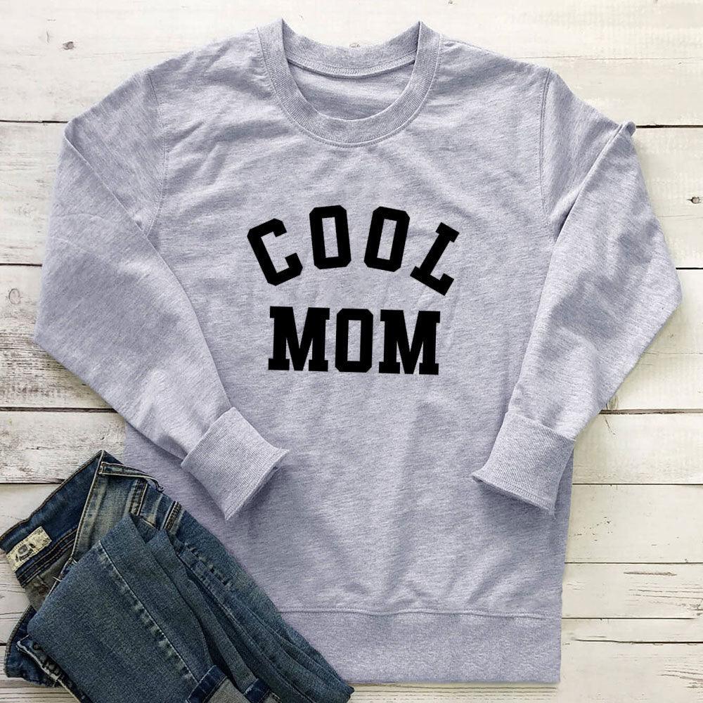 Cool MOM Pure Letter Printing New Long Sleeve Sweater - Nioor