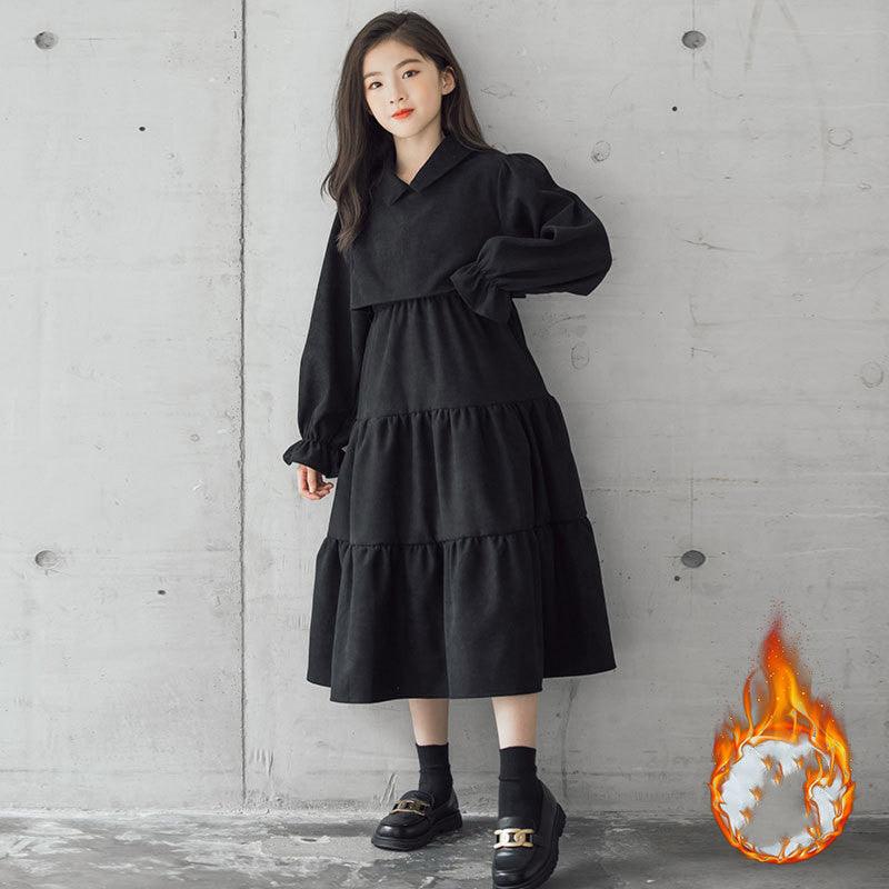 Corduroy Cotton Children's Clothing Trendy Fan Thick Warm Skirt - Nioor