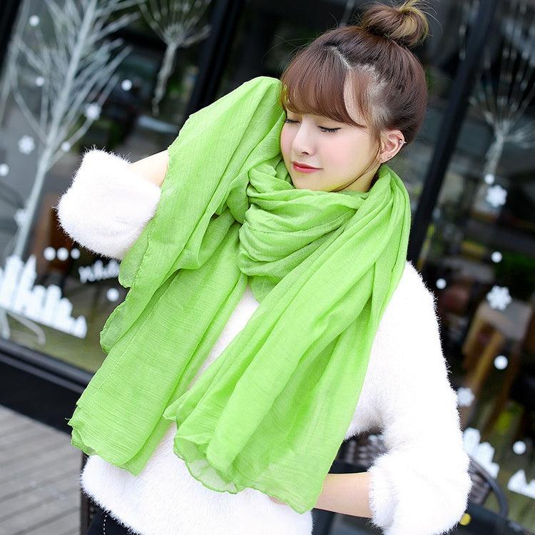 Cotton And Linen Scarf Ethnic Style Autumn And Winter Cotton And Linen Scarf Shawl Dual-use Monochrome - Nioor