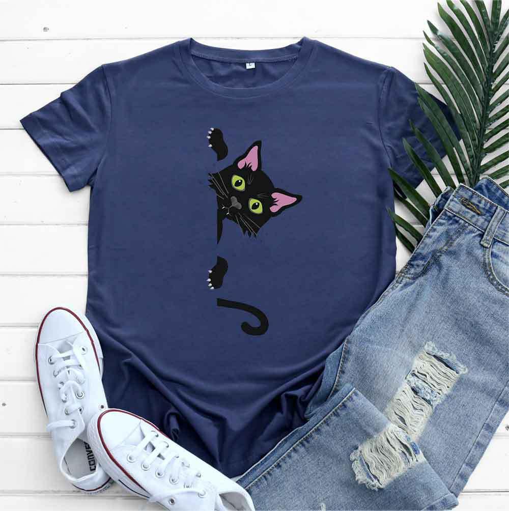 Cotton Cat Printing Short Sleeve - Nioor