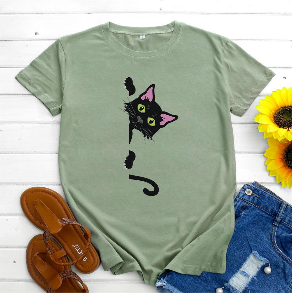 Cotton Cat Printing Short Sleeve - Nioor