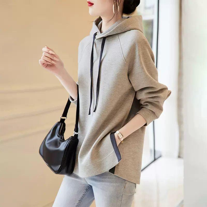 Cotton Hooded Sweater For Women Loose Fitting - Nioor