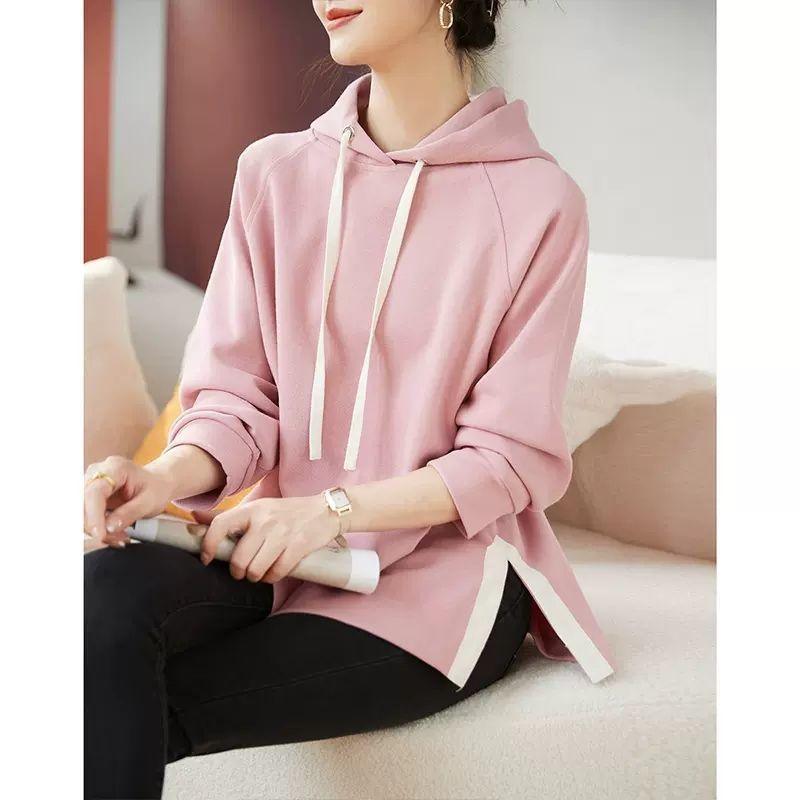 Cotton Hooded Sweater For Women Loose Fitting - Nioor