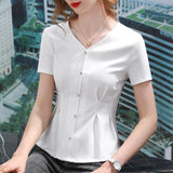 Cotton T-shirt With Pleated Waist And Umbrella Swing Top - Nioor