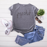 Creative Casual Cat Letter Cotton Short-sleeved T-shirt Women's Clothing - Nioor