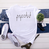 Creative Casual Cat Letter Cotton Short-sleeved T-shirt Women's Clothing - Nioor