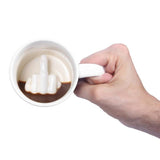 Creative Design White Middle Finger Mug Novelty Style Mixing Coffee Milk Cup Funny Ceramic Mug Water Cup - Nioor