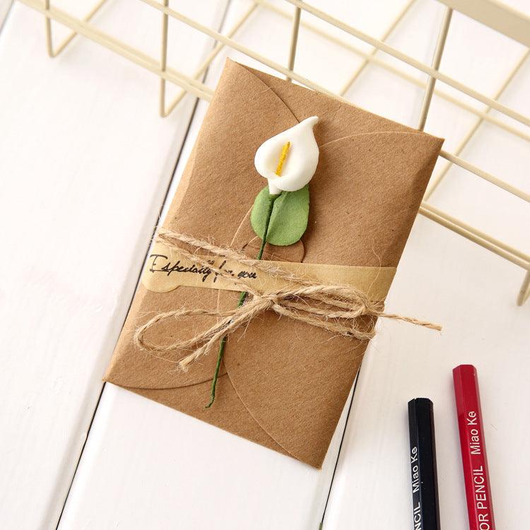 Creative kraft dried flower greeting card - Nioor