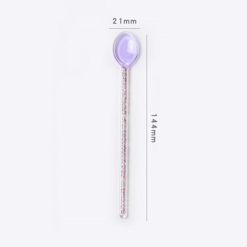 Creative Milk Dessert Spoon Colorful Transparent High Temperature Resistant Glass - Nioor