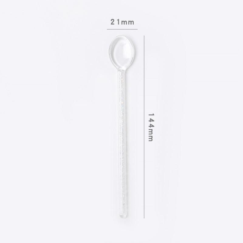 Creative Milk Dessert Spoon Colorful Transparent High Temperature Resistant Glass - Nioor