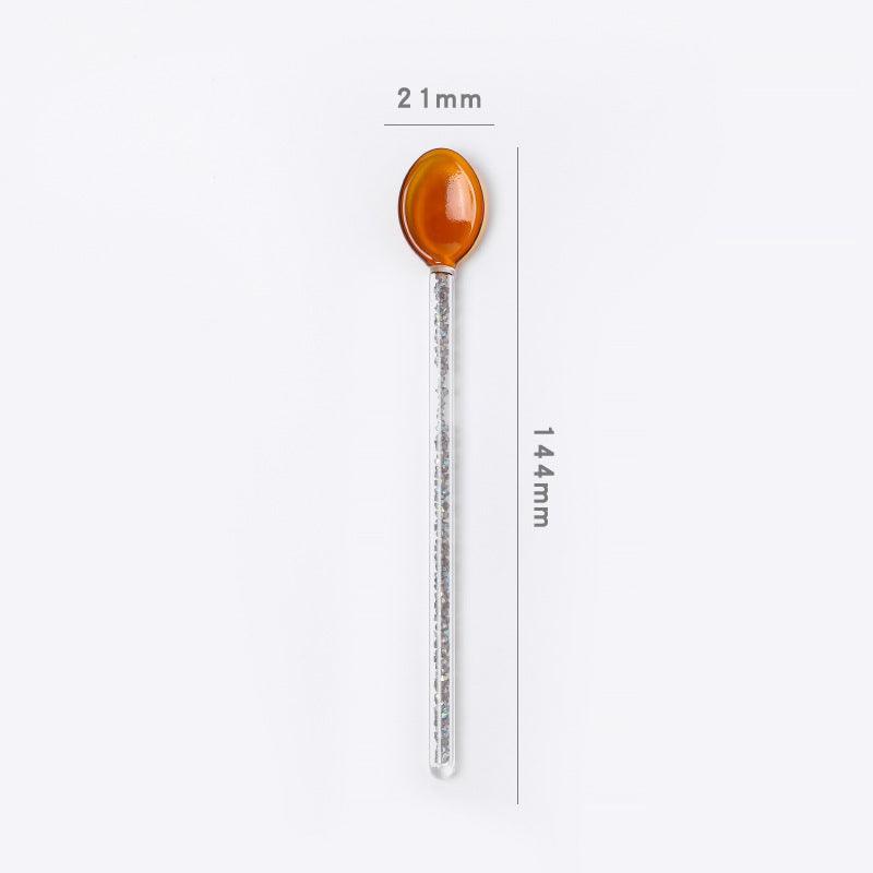 Creative Milk Dessert Spoon Colorful Transparent High Temperature Resistant Glass - Nioor