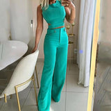 Cross-border Foreign Trade Independent Station European And American Ladies Suit Autumn New Fashion Casual Solid Color Trousers Two-piece Set - Nioor