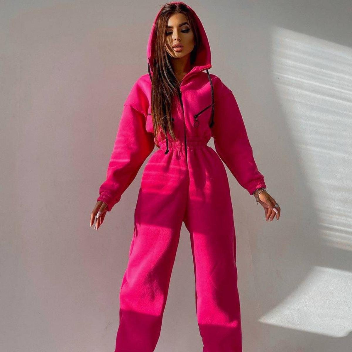 Cross-border Hot Sale Amazon Ebay Hot Sale Popular Sports Casual Women's Hooded Jumpsuit One-piece Suit - Nioor