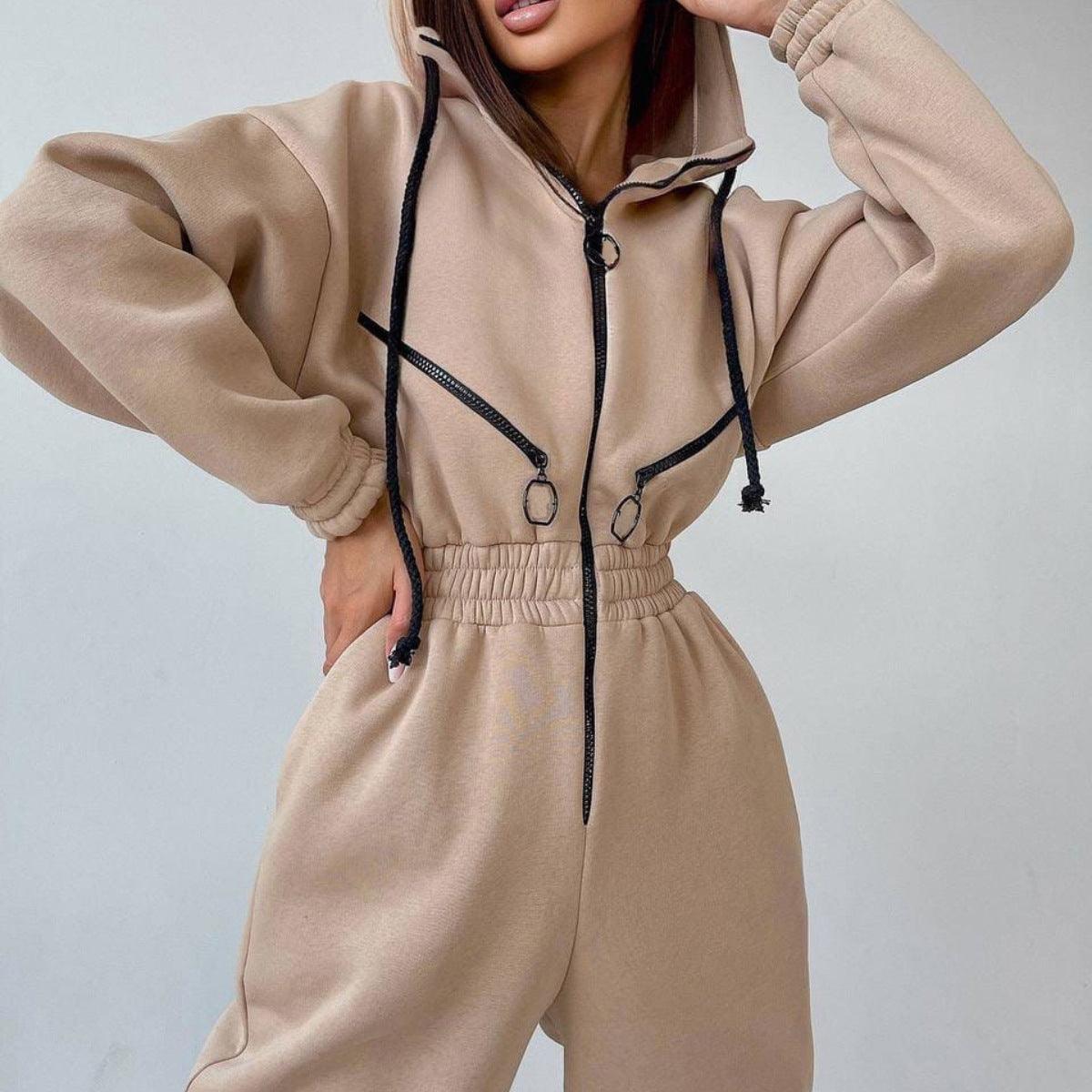 Cross-border Hot Sale Amazon Ebay Hot Sale Popular Sports Casual Women's Hooded Jumpsuit One-piece Suit - Nioor