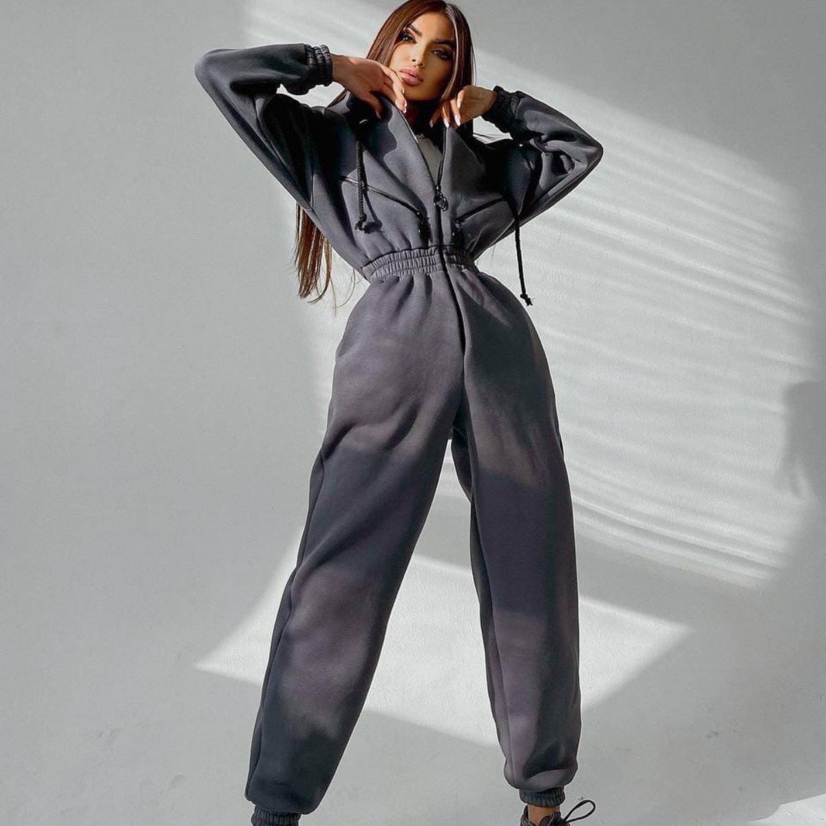 Cross-border Hot Sale Amazon Ebay Hot Sale Popular Sports Casual Women's Hooded Jumpsuit One-piece Suit - Nioor