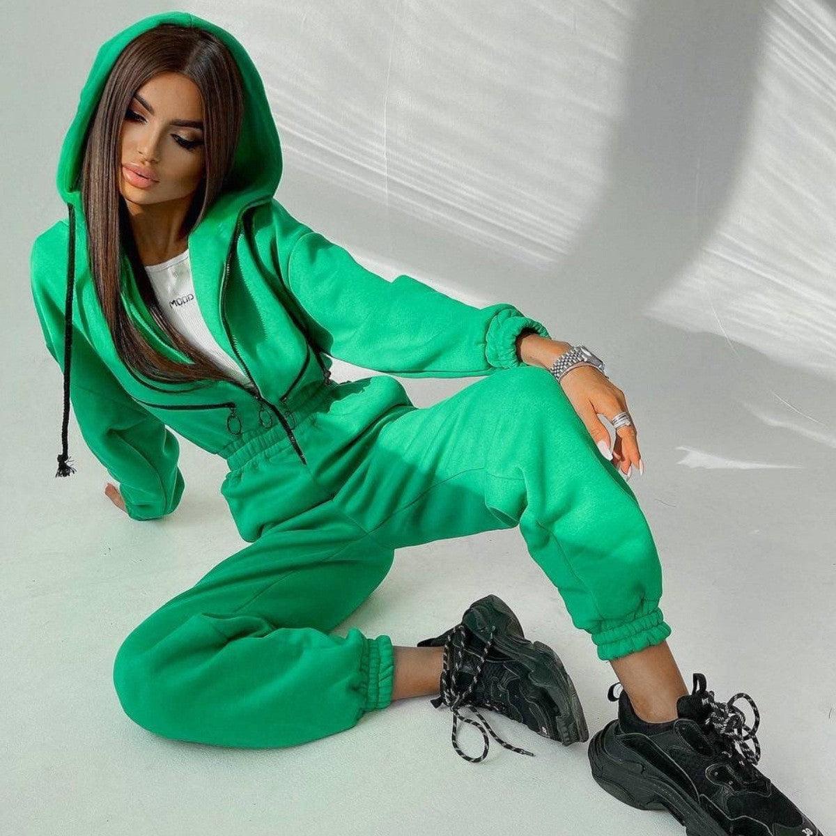 Cross-border Hot Sale Amazon Ebay Hot Sale Popular Sports Casual Women's Hooded Jumpsuit One-piece Suit - Nioor