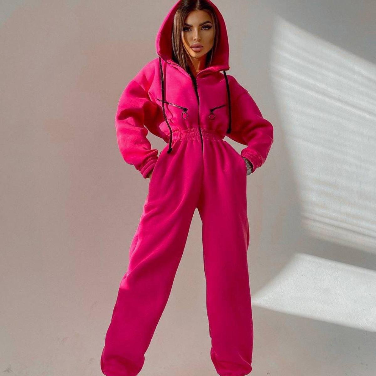 Cross-border Hot Sale Amazon Ebay Hot Sale Popular Sports Casual Women's Hooded Jumpsuit One-piece Suit - Nioor