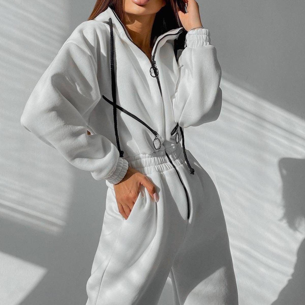 Cross-border Hot Sale Amazon Ebay Hot Sale Popular Sports Casual Women's Hooded Jumpsuit One-piece Suit - Nioor