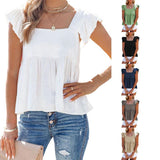 Cute Casual Girls' Tops Square Collar Loose All-match Sleeveless Vest - Nioor