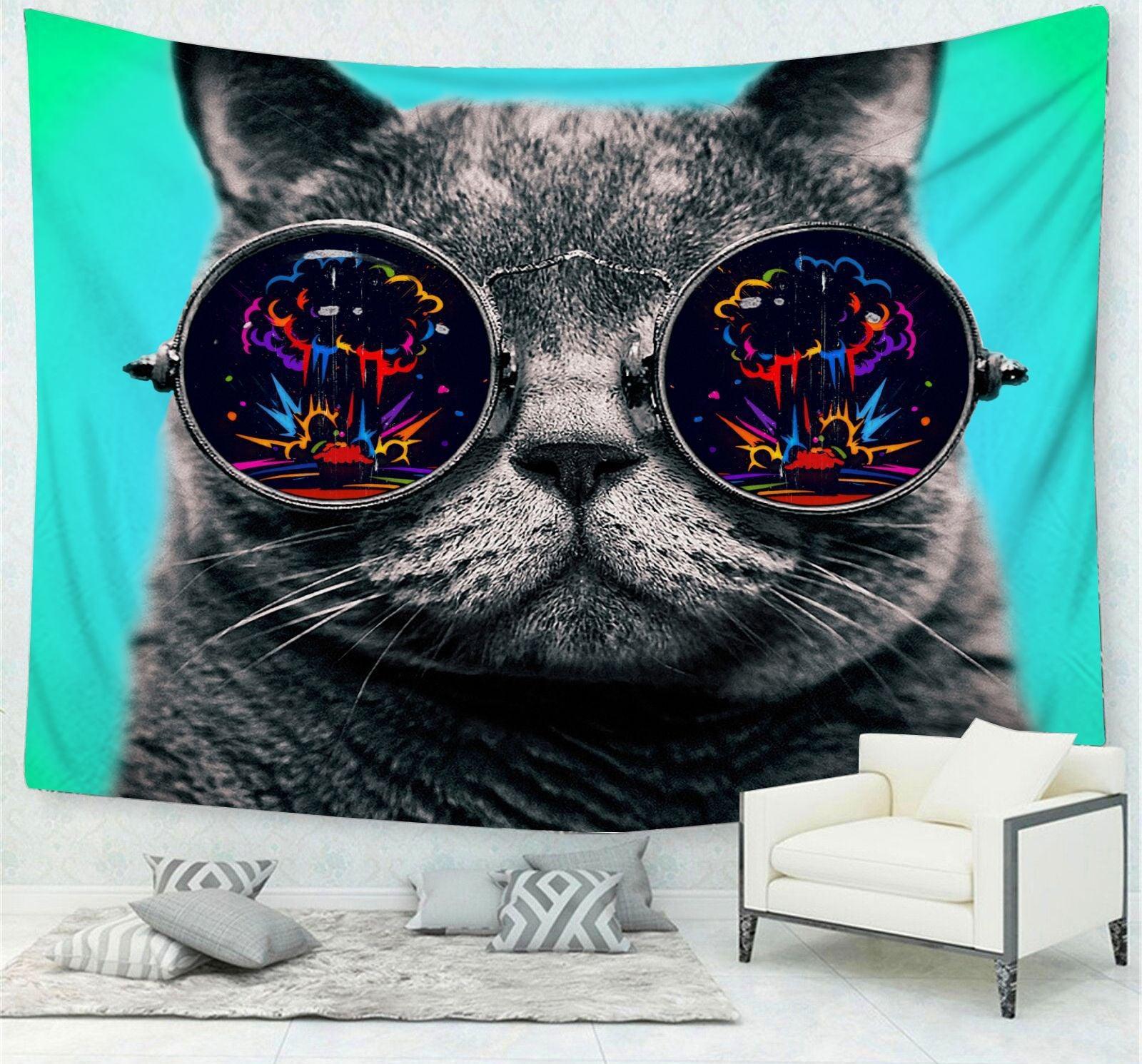 Cute Cat Tapestry Living Room House Decoration Tapestry Wall Hanging Room Decor Aesthetic - Nioor