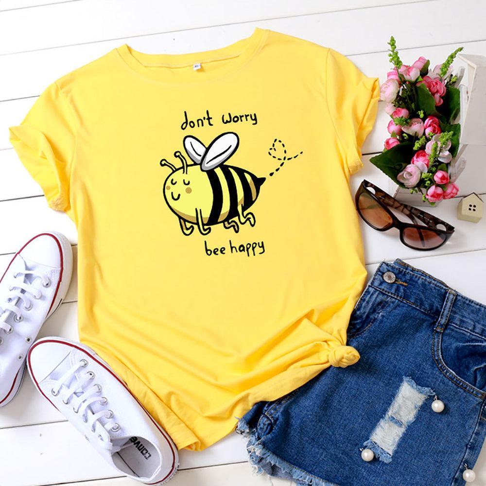 Cute Little Bee Cartoon Women's Clothing Large Size Printing - Nioor