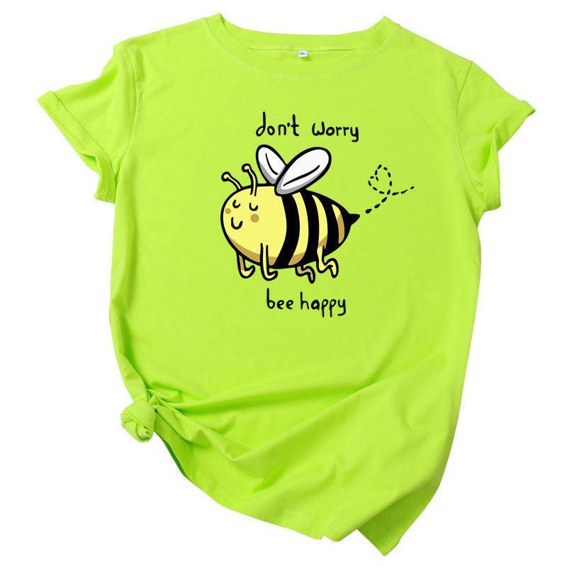 Cute Little Bee Cartoon Women's Clothing Large Size Printing - Nioor