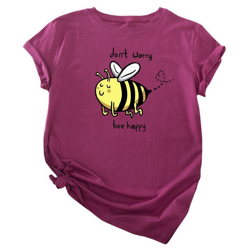 Cute Little Bee Cartoon Women's Clothing Large Size Printing - Nioor