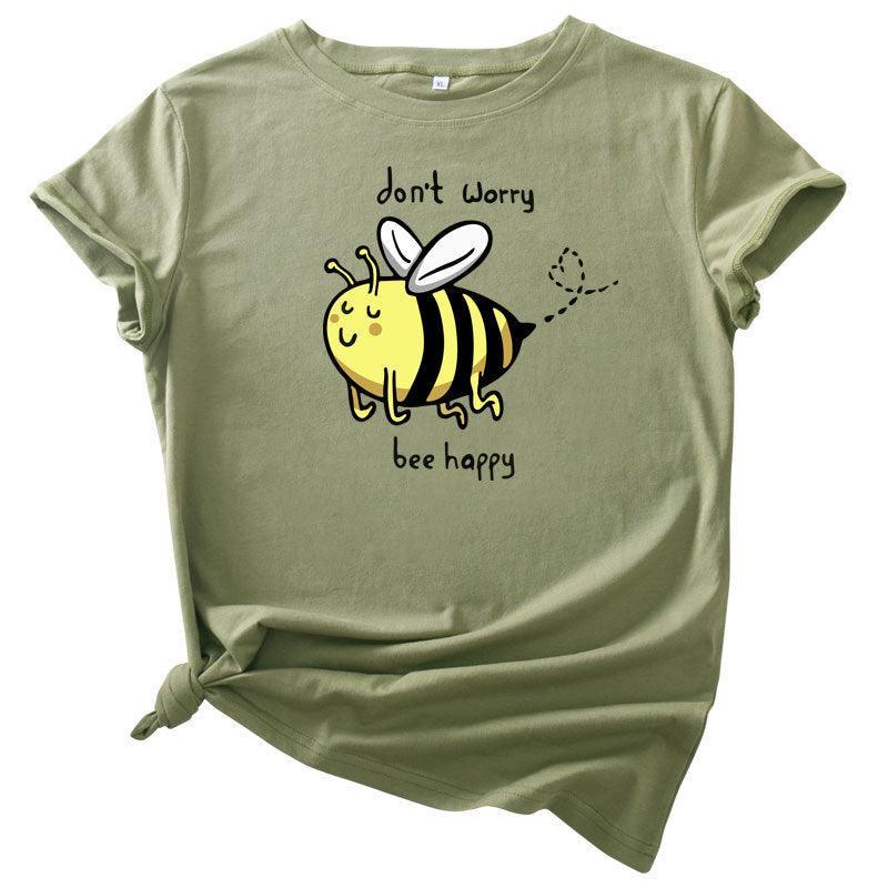 Cute Little Bee Cartoon Women's Clothing Large Size Printing - Nioor