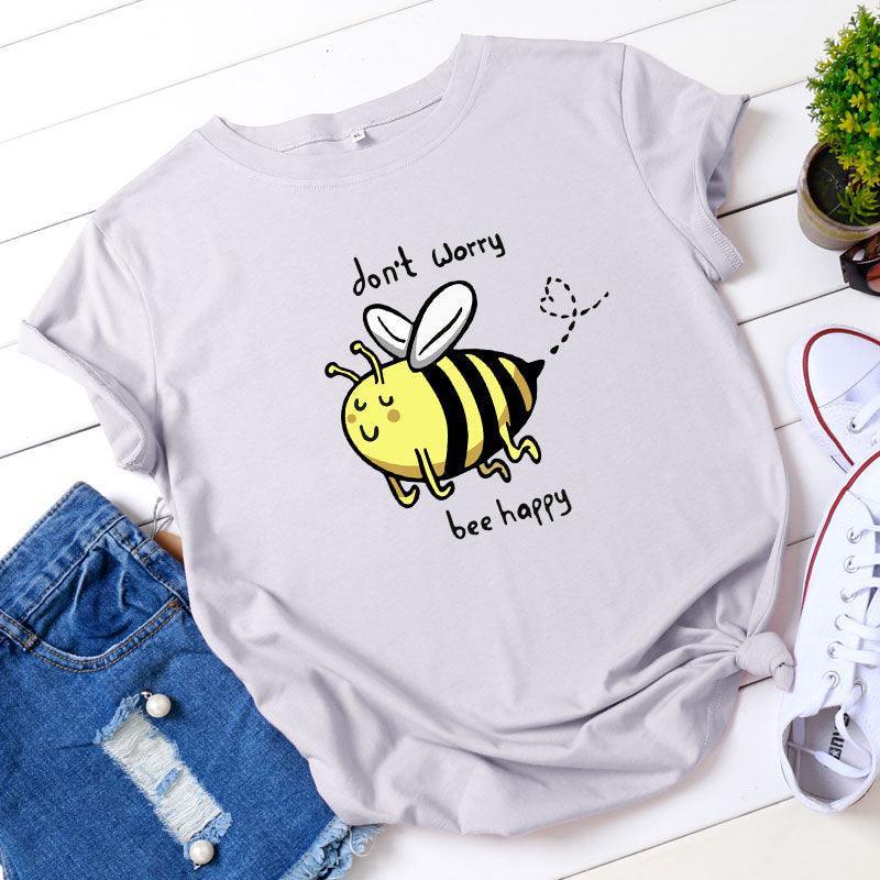 Cute Little Bee Cartoon Women's Clothing Large Size Printing - Nioor