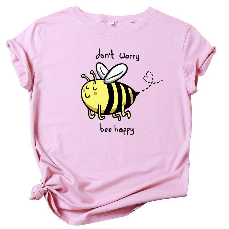 Cute Little Bee Cartoon Women's Clothing Large Size Printing - Nioor