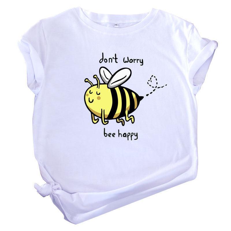 Cute Little Bee Cartoon Women's Clothing Large Size Printing - Nioor