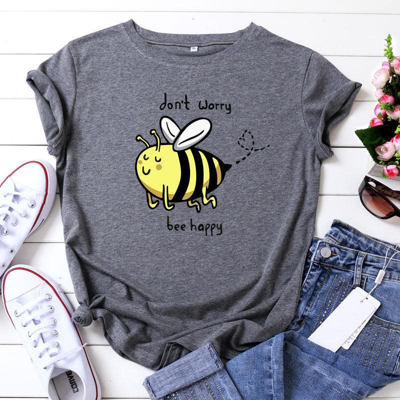 Cute Little Bee Cartoon Women's Clothing Large Size Printing - Nioor