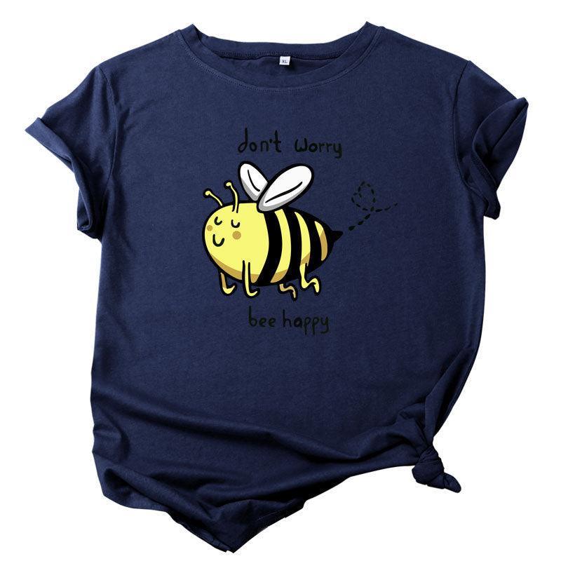 Cute Little Bee Cartoon Women's Clothing Large Size Printing - Nioor