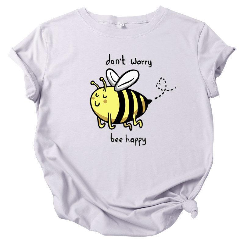 Cute Little Bee Cartoon Women's Clothing Large Size Printing - Nioor