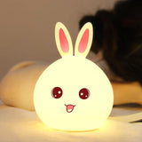 Cute Night Light Animal Rabbit Night lamps Touch Sensor Silicone LED Colorful Lights - Nioor