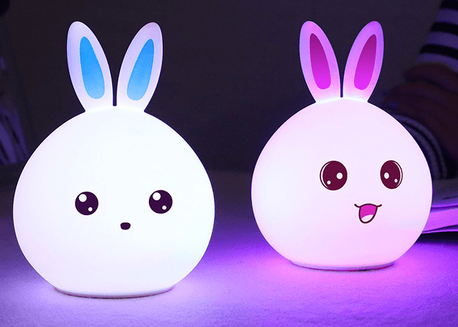 Cute Night Light Animal Rabbit Night lamps Touch Sensor Silicone LED Colorful Lights - Nioor