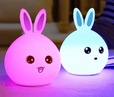 Cute Night Light Animal Rabbit Night lamps Touch Sensor Silicone LED Colorful Lights - Nioor