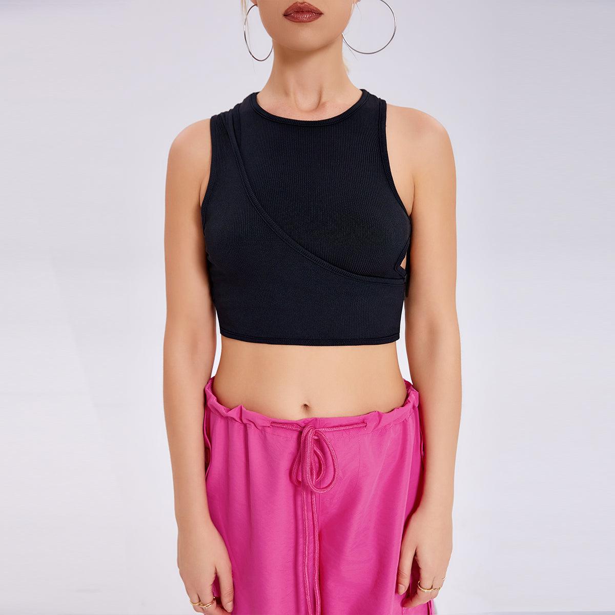 Cutout Cropped Navel Vest - Nioor